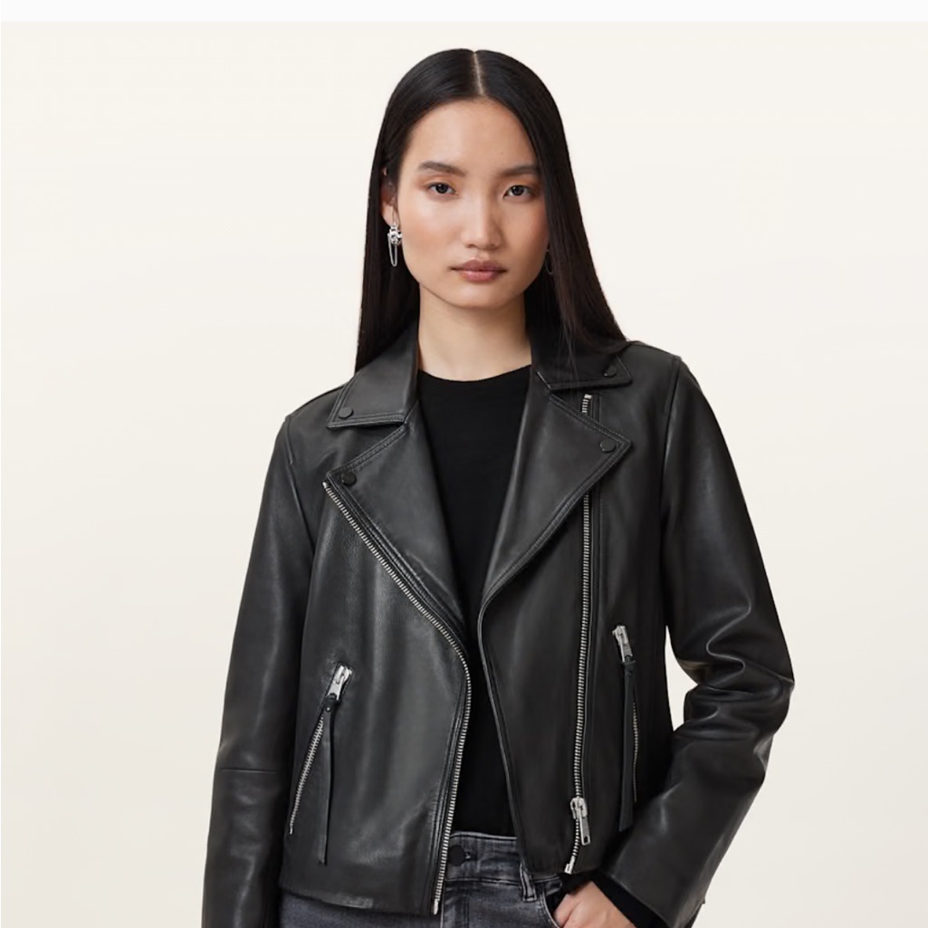 All Saints Dalby Slim Fit Leather Biker Jacket